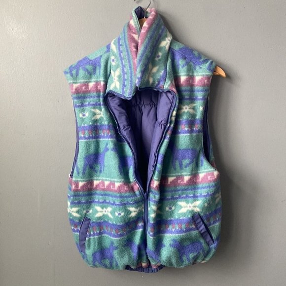 80s  Vintage Reversible Puffer Winter Vest💟 - Picture 2 of 7